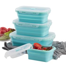 Reusable Pizza Storage Container with  Microwavable Serving Trays - Adjustable Pizza Slice Container to Organize & Save Space - BPA Free, Microwave (Color: Blue, size: 800ML)